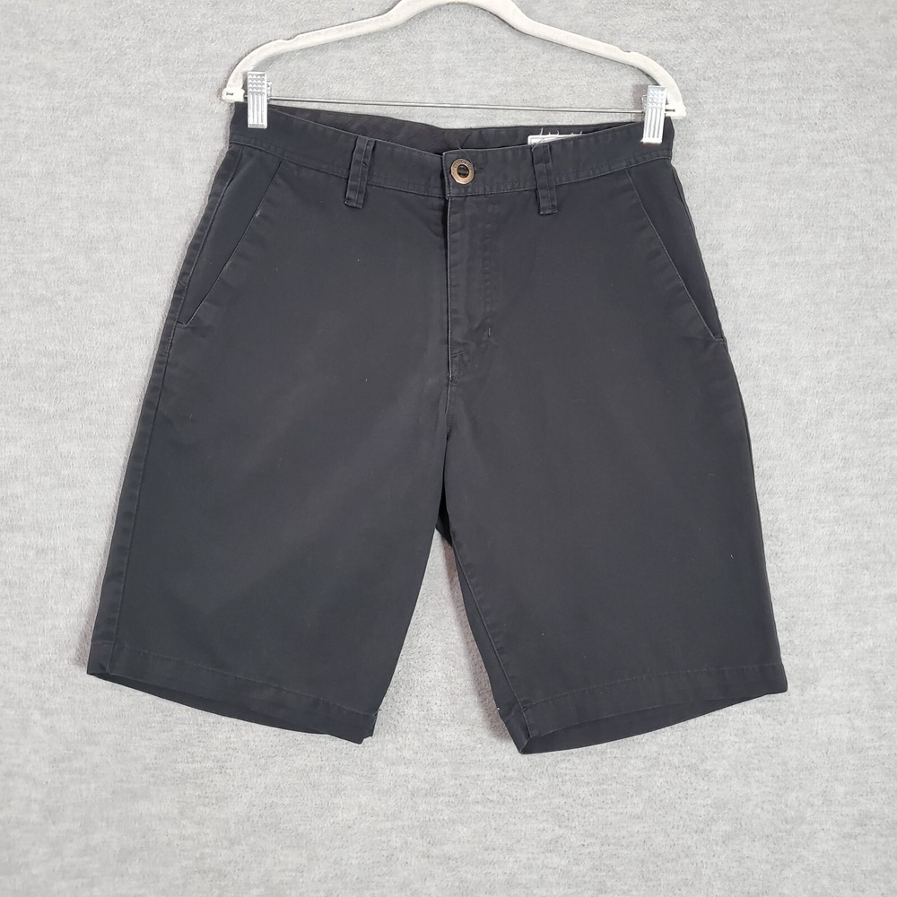 Volcom Men Shorts 31 Black Chino Logo Skater Pockets